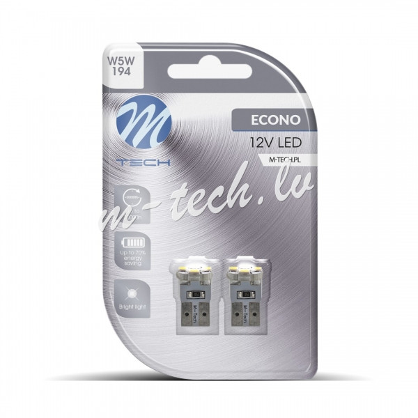LB069W - Blister 2x M-TECH Econo LB069W - W5W. 4xSMD2835. 12V. White Rīga - foto 1
