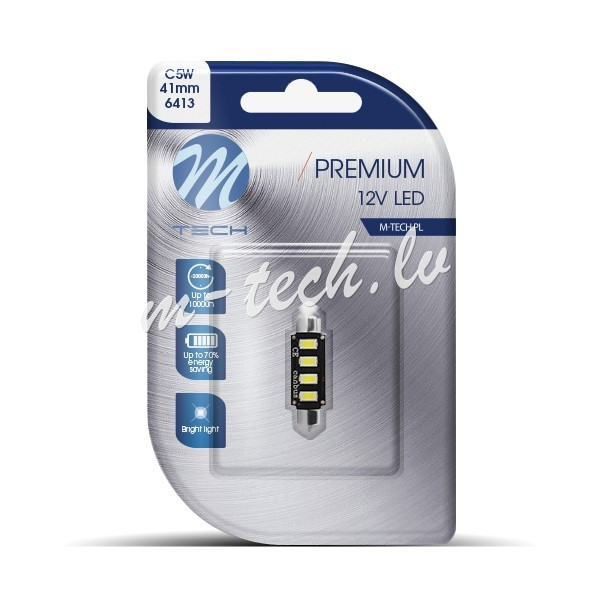 LB335W-01B - Blister M-TECH Premium LB335W-01B - C5W 42mm. 12V 4xSMD5730 LED. CANBUS. White Rīga - foto 1