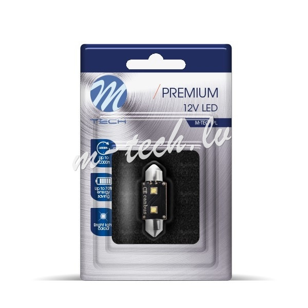 LB336W-01B - Blister M-TECH Premium LB336W-01B  - C5W 36mm. 12V 2xSMD3535 LED.  CANBUS. White Rīga - foto 1