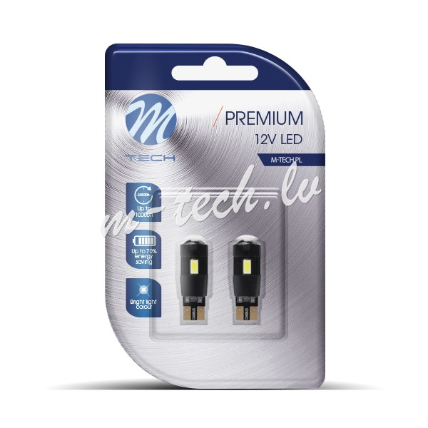 LB339W - Blister M-TECH Premium LB339W - W5W. 12V 6xSMD5630 LED. CANBUS. White Rīga - foto 1