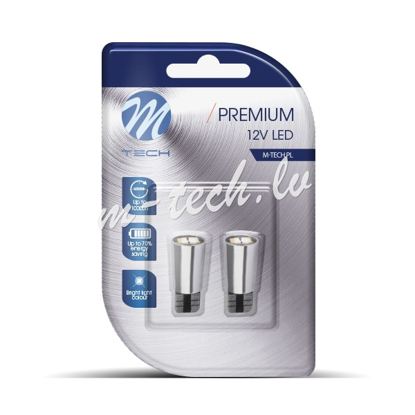 LB332W - Blister  M-TECH Premium LB332W - W5W. 12V 2xSMD5730 LED. CANBUS. White Rīga - foto 1