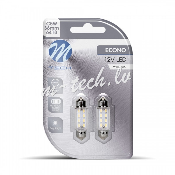 LB085W - Blister 2x M-TECH Econo LB085W - C5W 36mm. 8xSMD3014. White Rīga - foto 1
