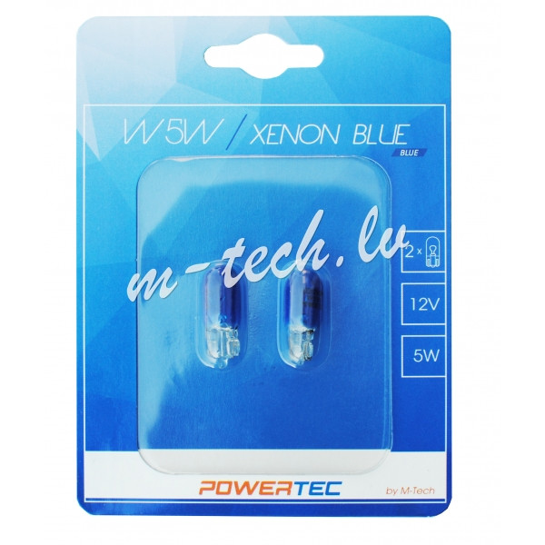 PTZXB12-02B - Powertec XENON BLUE W5W T10  12V 5W WEGDE Blue Rīga - foto 1