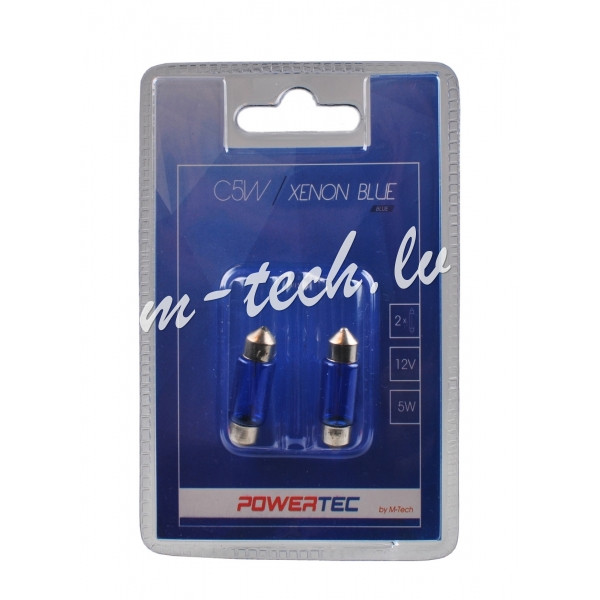 PTZXB33-02B - Powertec XENON BLUE 12V 5W SV8.5-8 C5W 11x36 mm Blue Rīga - foto 1