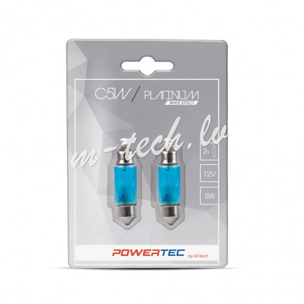 PTZPT33-02B - Powertec 12V 5W SV8.5-8 C5W 11x36 mm Platinum white effect Рига - изображение 1
