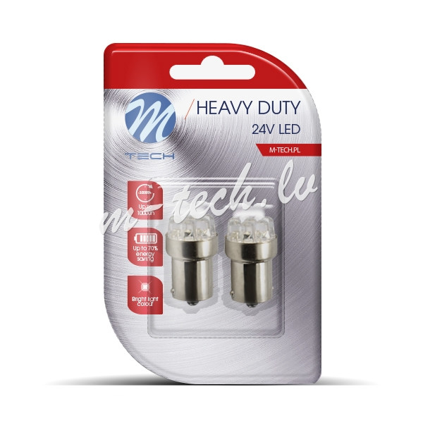 LB933Y - Blister 2x M-TECH HD LB933 BA15s 24V 9LED Amber Rīga - foto 1