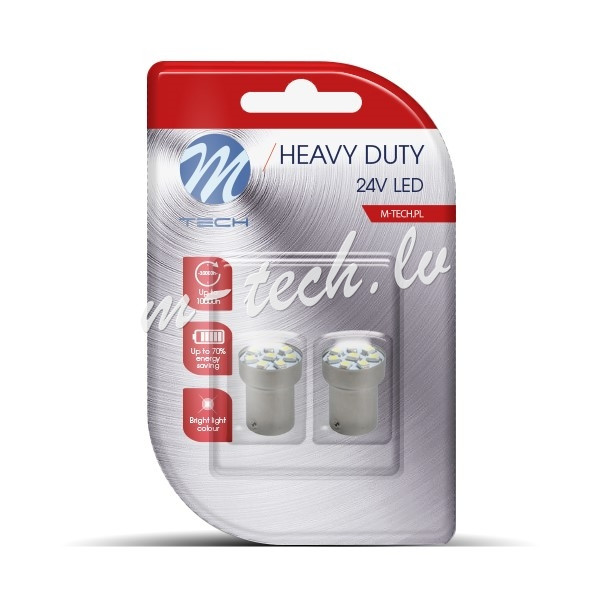 LB988R - Blister 2x M-TECH HD LB988 BA15s G18 9xSMD3528 Red Rīga - foto 1