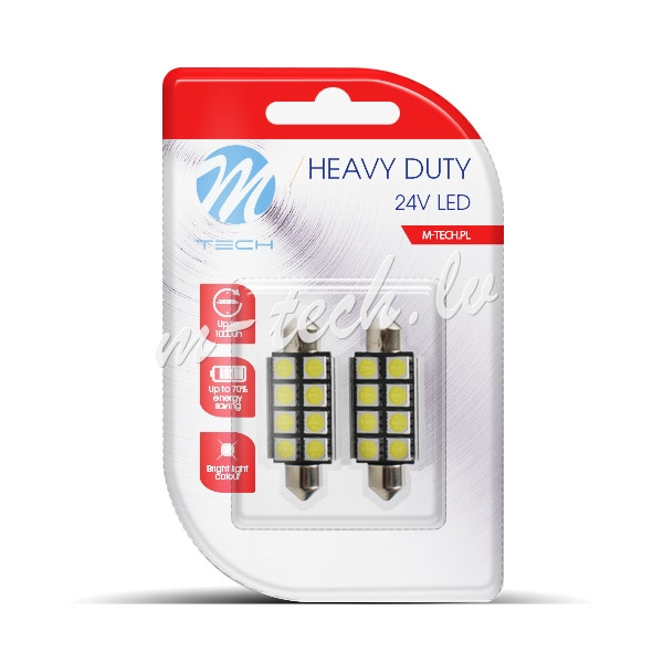 LB9327W - Blister 2x M-TECH HD LB9327 C5W 41mm 24V 8xSMD5050 CANBUS White Rīga - foto 1