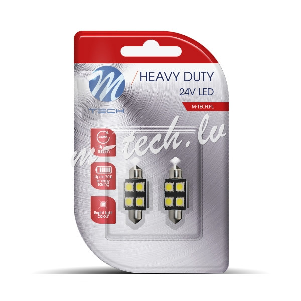 LB9328W - Blister 2x M-TECH HD LB9328 C5W 36mm 4xSMD5050 RAD. CANBUS White Rīga - foto 1