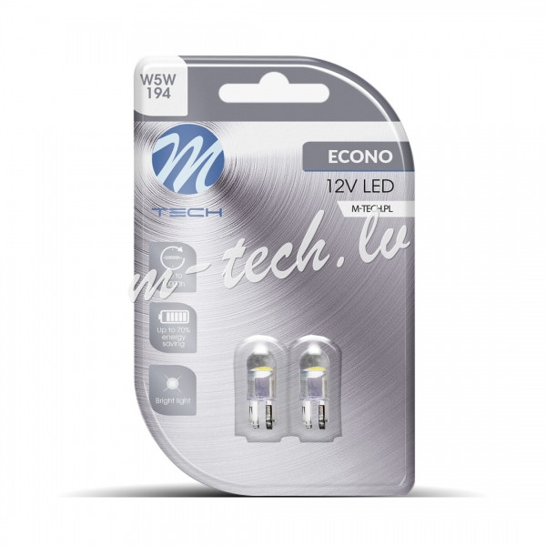 LB006AW - Blister 2x M-TECH Econo LB006AW - W5W 1xLED F10. 12V. White Rīga - foto 1