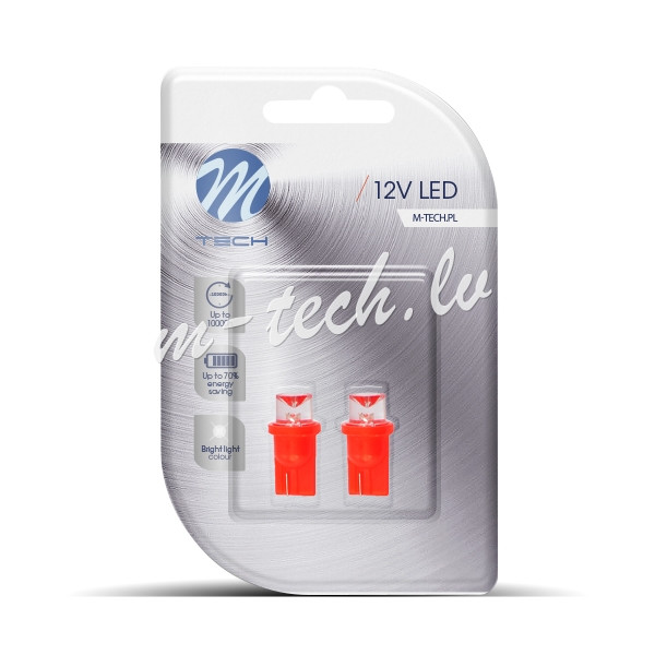 LB006AR - Blister 2x M-TECH Econo LB006a - W5W walcowana Red Rīga - foto 1