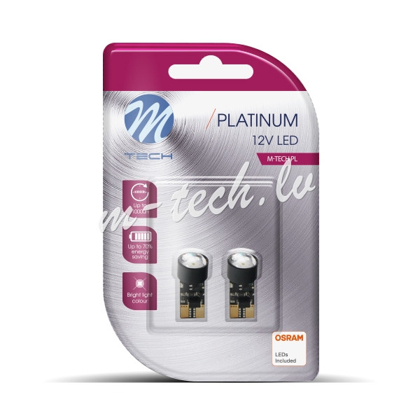 LB803W - Blister M-TECH Platinum LB803W - W5W. 12V 1xHP LED. CANBUS. White Rīga - foto 1