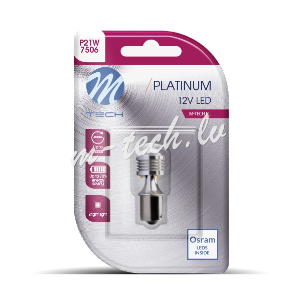 LB811Y-01B - Blister M-TECH Platinum LB811Y-01B - P21W. 12-24V 4xHP LED. CANBUS.  Amber Rīga - foto 1