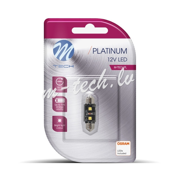 LB814W-01B - Blister M-TECH Platinum LB814W-01B - C5W 41mm. 12V 2xHP LED. CANBUS. White Rīga - foto 1