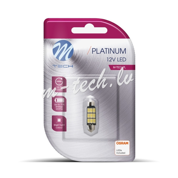 LB815WW-01B - Blister M-TECH Platinum LB815WW-01B - C5W 36mm. 12V 9xSMD5630. CANBUS.  Warm White Rīga - foto 1