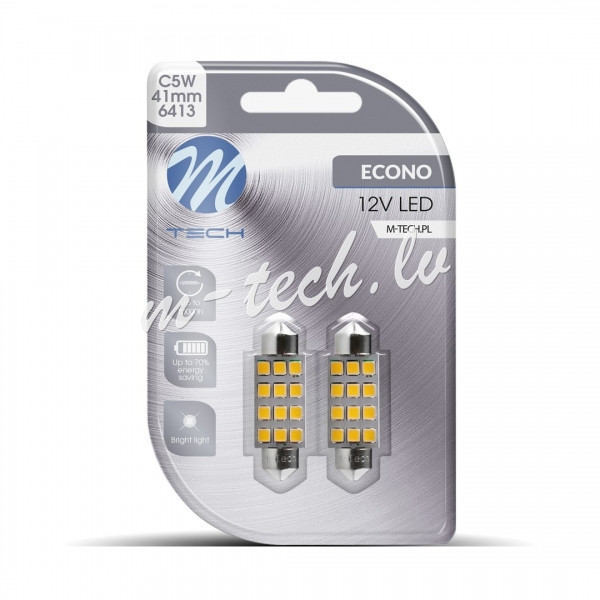 LB030W - Blister 2x M-TECH Econo LB030W - C5W 41mm. 12xSMD2835. 12V. White Rīga - foto 1