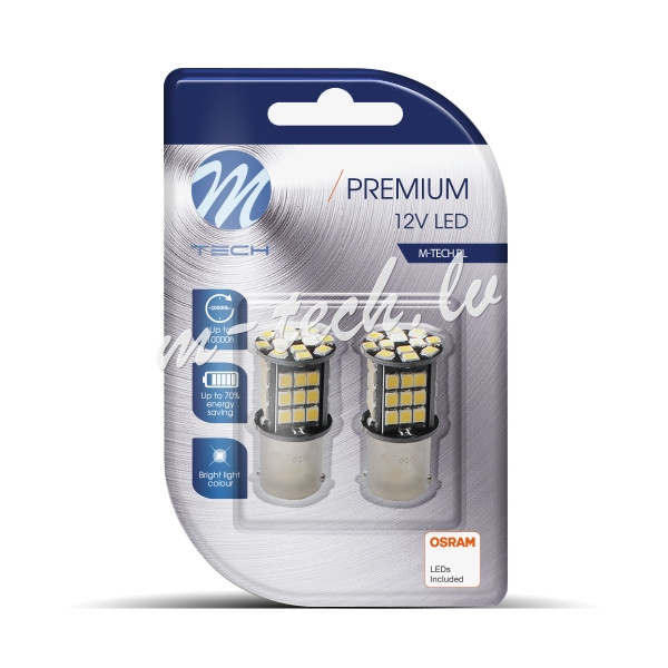 LB354W - Blister M-TECH Premium LB354W - BA15s. 12V 48xSMD2835 LED. CANBUS. White Rīga - foto 1
