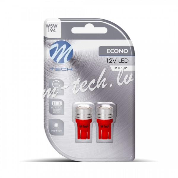 LB015R - Blister 2x M-TECH Econo  LB015R - W5W HP 1. 12V. Red Rīga - foto 1