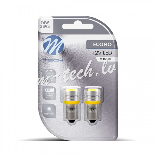 LB016Y - Blister 2x M-TECH Econo LB016Y - BA9s. HP 1W. 12V. Yellow Rīga - foto 1