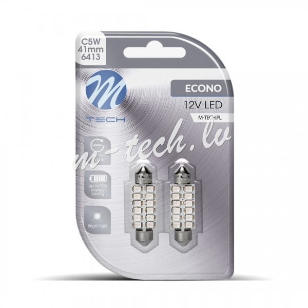 LB030B - Blister 2x M-TECH Econo LB030B - C5W 41mm. 12xSMD3528. 12V. Blue Rīga - foto 1