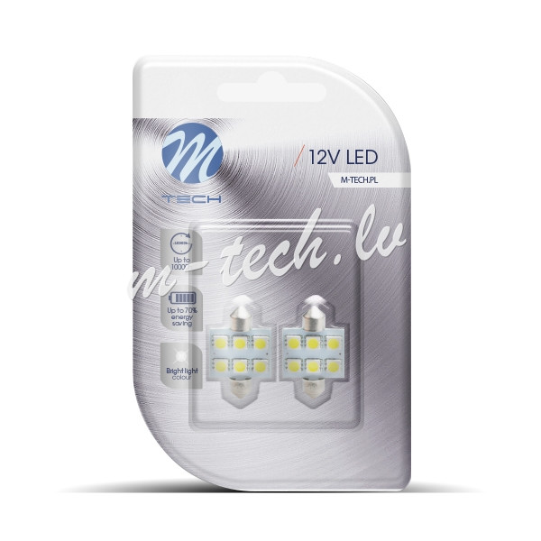 LB052W - Blister 2x M-TECH Econo LB052W - C5W. 6xSMD5050. 36mm. 12V. White Rīga - foto 1