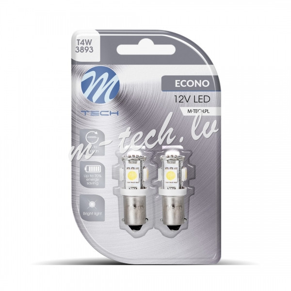 LB057W - Blister 2x M-TECH Econo LB057W - BA9s. 5xSMD5050. 12V. White Rīga - foto 1