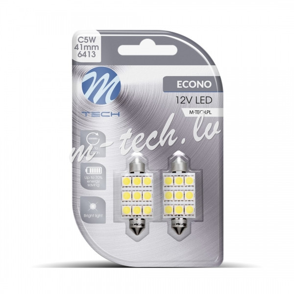 LB059W - Blister 2x M-TECH Econo LB059W - C5W. 9xSMD5050. 41mm. 12V. White Rīga - foto 1