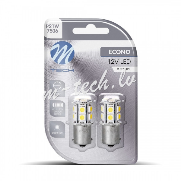 LB060W - Blister 2x M-TECH Econo LB060W - BA15s.  13xSMD5050. 12V. White Rīga - foto 1