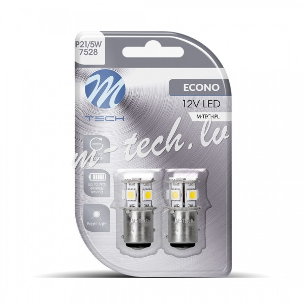 LB089W - Blister 2x M-TECH Econo LB089W - BAY15d 8xSMD5050. 12V. White Rīga - foto 1