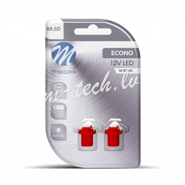 LB092R - Blister 2x M-TECH Econo LB092R - B8.5d. 1xSMD5050. 12V. Red Rīga - foto 1