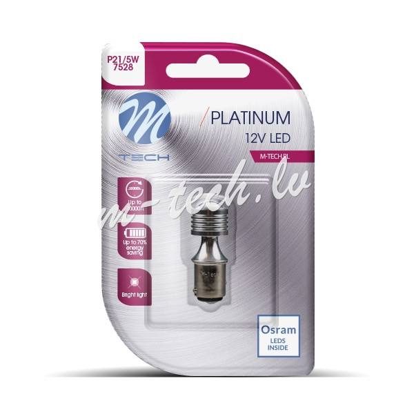 LB812W-01B - Blister M-TECH Platinum LB812W-01B - P21/5W.  12-24V 4xHP LED. CANBUS. White Rīga - foto 1