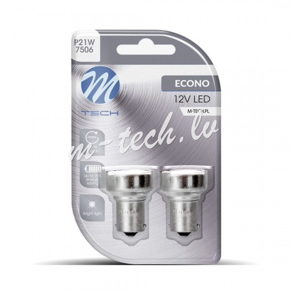 LB107W - Blister 2x M-TECH Econo LB107W - BA15s. 19xSMD2835 LED. 12V. White Rīga - foto 1