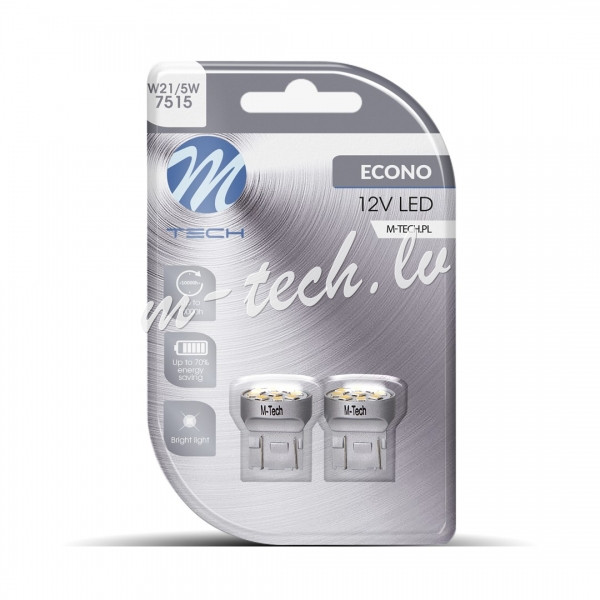 LB110W - Blister 2x M-TECH Econo LB110W - T20 W21/5W. 9xSMD2835. White Rīga - foto 1