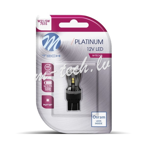 LB823W-01B - Blister M-TECH Platinum LB823W-01B - T20 W21/5W. 12-24V 14x2835SMD. CANBUS. White Rīga - foto 1