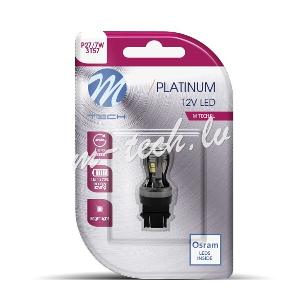 LB825W-01B - Blister M-TECH Platinum LB825W-01B - P27/7W 3157. 12-24V 14x2835SMD. CANBUS. White Rīga - foto 1