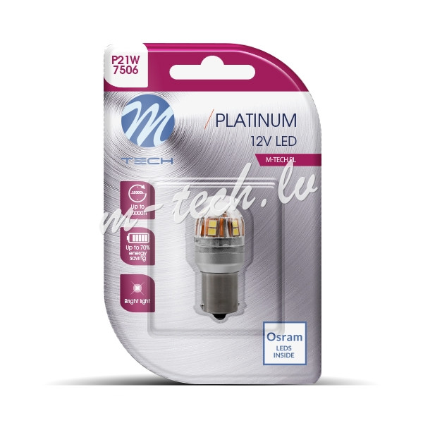 LB826W-01B - Blister M-TECH Platinum LB826W-01B - P21W. 12-24V 15x2835SMD. CANBUS. White Rīga - foto 1