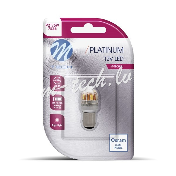 LB827W-01B - Blister M-TECH Platinum LB827W-01B - P21/5W. 12-24V 15x2835SMD. CANBUS. White Rīga - foto 1