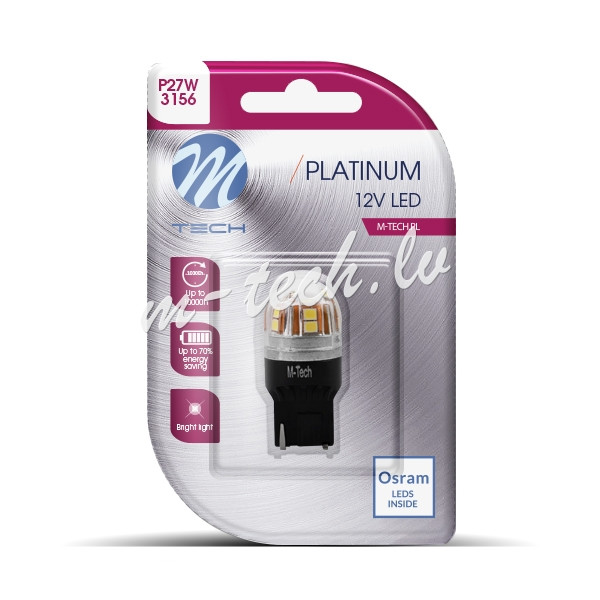 LB830W-01B - Blister M-TECH Platinum LB830Y-01B - P27W. 12-24V  15x2835SMD. CANBUS. White Rīga - foto 1