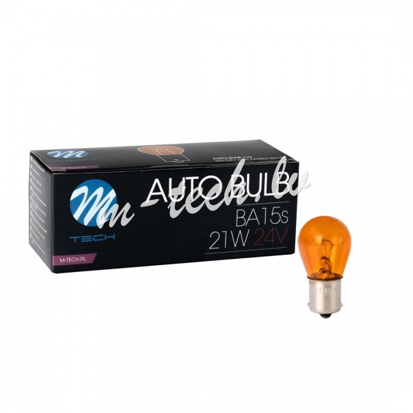 Z919 - Żarówka M-TECH S25 24V 21W BA15s AMBER Rīga - foto 1