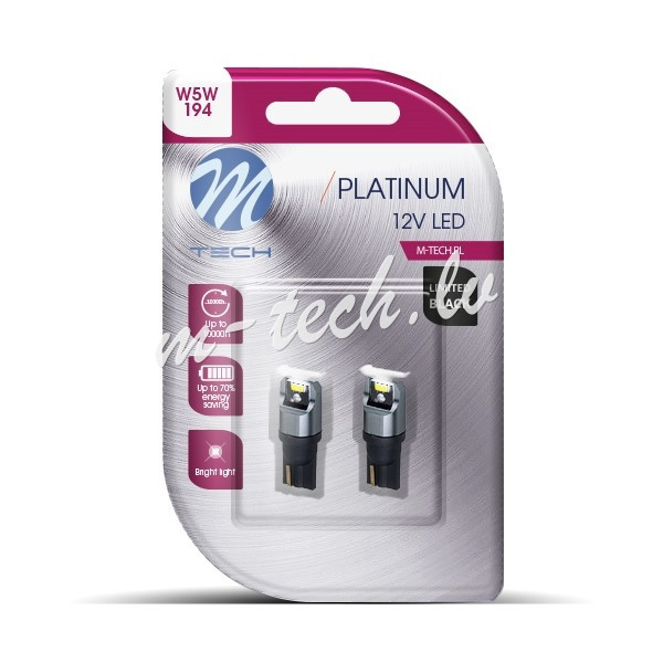 LB840W-02B - Blister M-TECH Platinum Limited Black LB840W-02B - T10 W5W. 12-24V 2x Dioda LED 4x1616S Rīga - foto 1