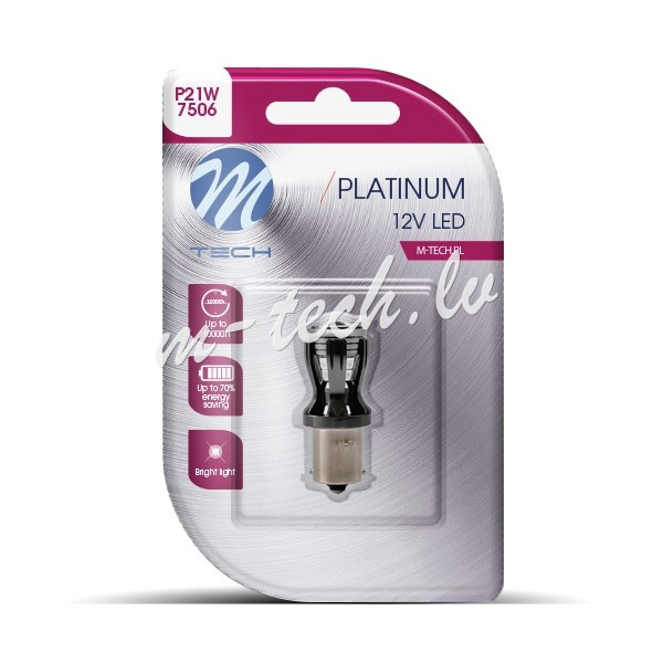 LB820R-01B - Blister M-TECH Platinum LB820R-01B - P21W. 12-24V 14x2835SMD. CANBUS. Red Rīga - foto 1