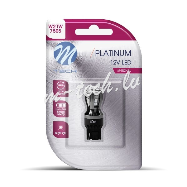 LB822R-01B - Blister M-TECH Platinum LB822R-01B - T20 W21W. 12-24V 14x2835SMD. CANBUS. Red Rīga - foto 1