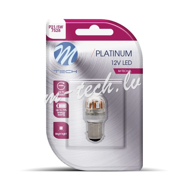 LB827R-01B - Blister M-TECH Platinum LB827R-01B - P21/5W. 12-24V 15x2835SMD. CANBUS. Red Rīga - foto 1