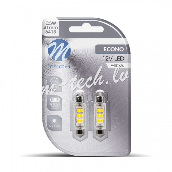 LB991W - Blister 2x M-TECH HD LB991 C5W 41mm 6xSMD2835 LED. 24V.  White Rīga - foto 1