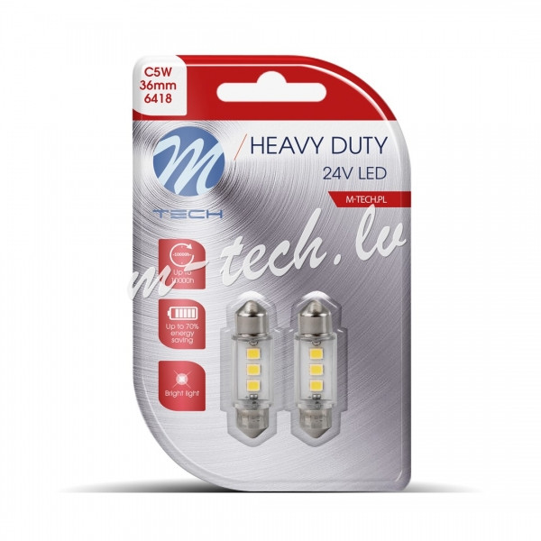 LB990W - Blister 2x M-TECH HD LB990 C5W 36mm 3xSMD2835 24V White Rīga - foto 1