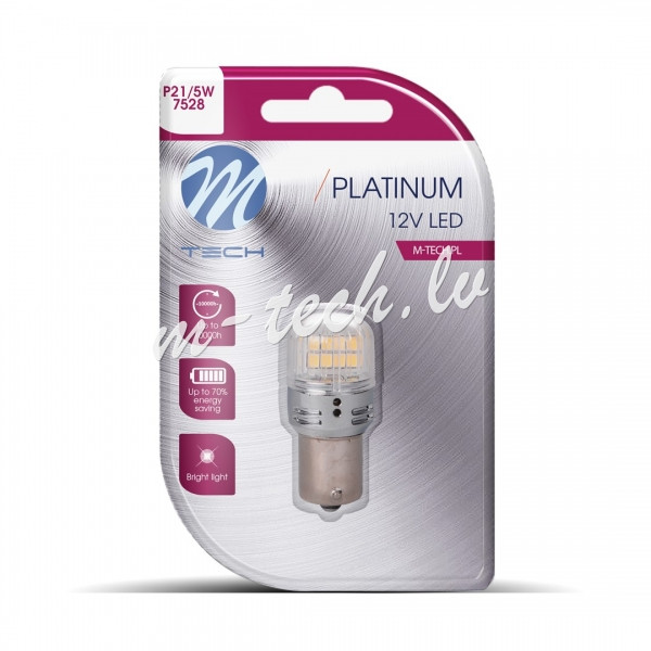 LB872W-01B - Blister M-TECH Platinum LB872W-01B - P21/5W 1157 16x2835SMD 12-30V CANBUS. White Rīga - foto 1