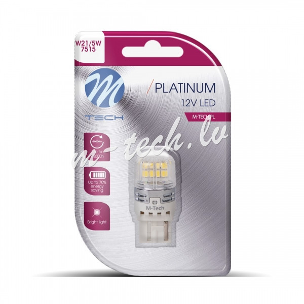 LB873W-01B - Blister M-TECH Platinum LB873W-01B - W21W 7505 16x2835SMD 12-30V CANBUS. White Rīga - foto 1