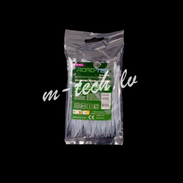 CTW-3X100 - Nylonowe opaski zaciskowe ROAD-TEQ wymiar:2.5x100mm. 100szt.. białe Rīga - foto 1