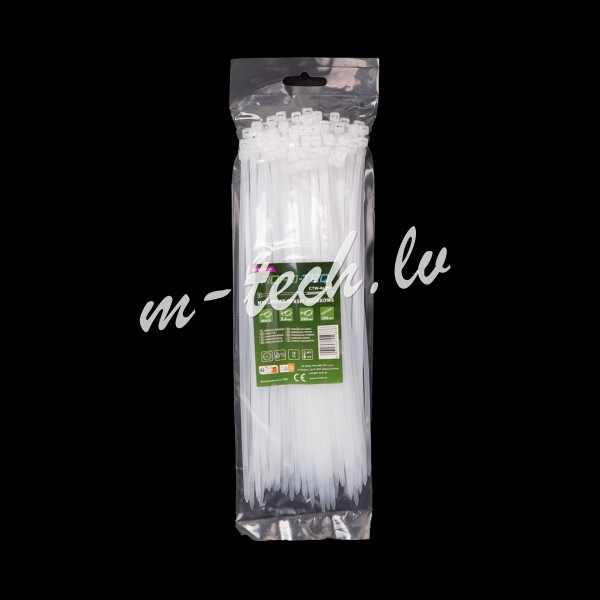 CTW-4X250 - Nylonowe opaski zaciskowe ROAD-TEQ wymiar:3.6x250mm. 100szt.. białe Rīga - foto 1