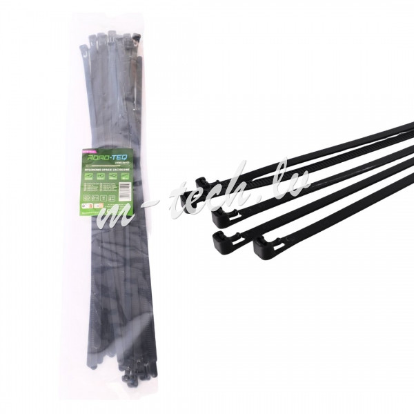 CTBR-8X400 - Nylonowe opaski zaciskowe wielokrotnego użytku ROAD-TEQ w:7.4x400mm 20szt. czarne Rīga - foto 1
